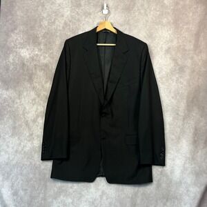 Canali Men's Black Blazer Made‎ In Italy Wool Travel Water Resistant Sz 50
